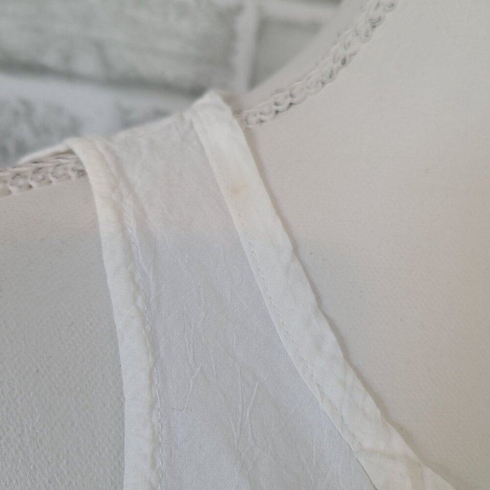 Anthropologie Odille White Pleated Cotton Top Sleeveless Cottage Romantic 8 - Picture 7 of 7